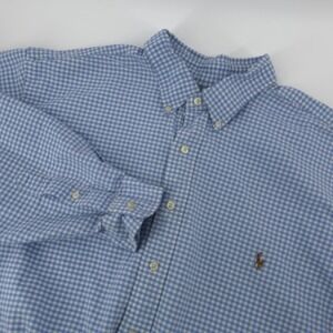 Ralph Lauren Gingham Button Down Shirt Men's 2XB Blue White Classic‎ Fit